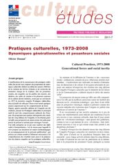 Pratiques culturelles, 1973-2008