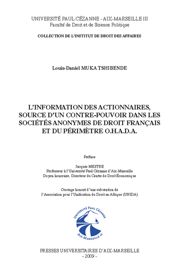 L’information des actionnaires, source d’un contre-pouvoir dans les sociétés anonymes de droit français et du périmètre O.H.A.D.A.